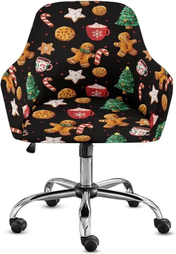 Vista 17 de Funda de asiento para silla de oficina, diseño de muñeco de nieve, con reposabrazos, reutilizable, moderna, con parte inferior elástica, fácil