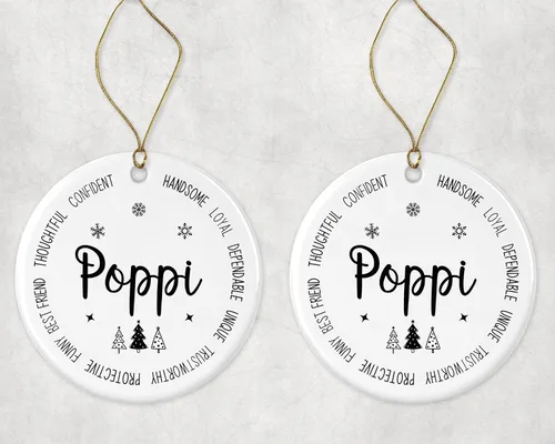 Vista 3 de Descriptive Poppi Ornament, Best Poppi Ever Christmas Ornament, Poppi Xmas Keepsake Gift from Daughter Or Son, New Poppi Ornament Gift, First for