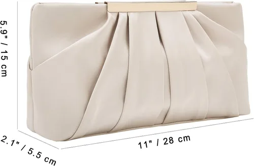 Vista 6 de CHARMING TAILOR Bolso de noche elegante plisado de satén formal simple y elegante para mujer