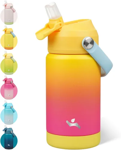 Vista 20 de Konokyo - Botella de agua deportiva aislada de acero inoxidable de 18 onzas con tapa con popote Black; BPA-free, leak-proof sports bottle with