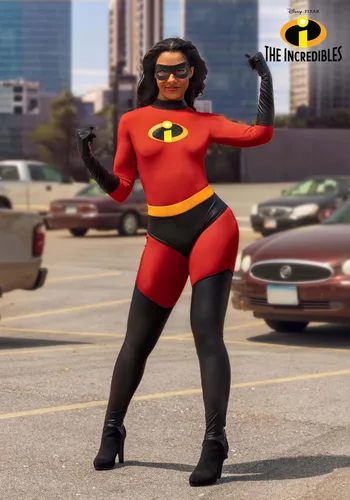 Vista 2 de The Incredibles Deluxe Disfraz de Mrs. Incredible para mujer