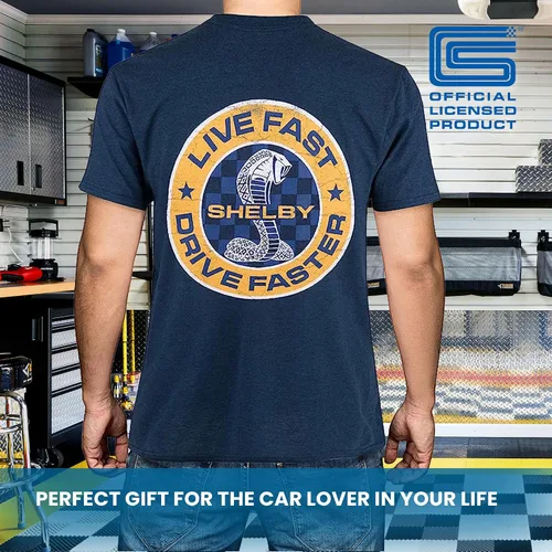 Vista 3 de Shelby Cobra Snake Live Fast, Drive Faster Camiseta Indigo
