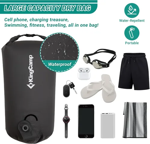 Vista 4 de KingCamp Bolsa de bomba de aire, bolsa de compresión enrollable ultraligera, multiusos, impermeable, para exteriores, bolsa de almacenamiento