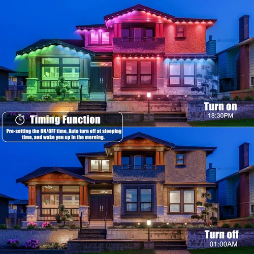 Vista 6 de Luces permanentes para exteriores de 50 pies con 30 luces LED RGB inteligentes, control remoto, aplicación/control remoto, impermeable IP67