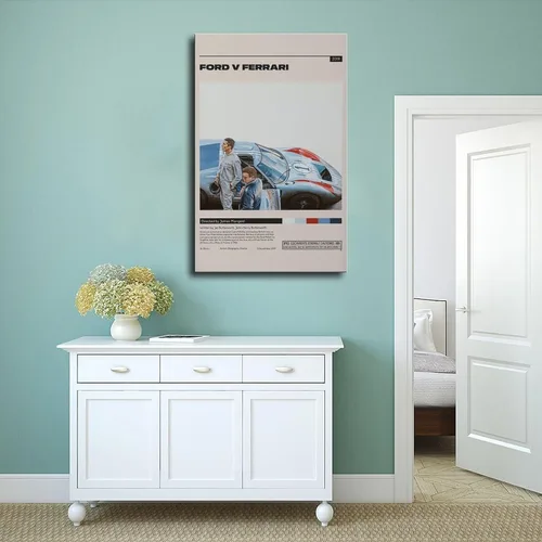 Vista 4 de Póster de película Ford V Ferrari Póster de lienzo para decoración de dormitorio, paisaje deportivo, oficina, habitación, regalo, sin marco: sin
