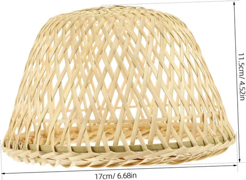 Vista 2 de OSALADI Pantalla de bambú tejida para lámpara con soporte de plástico, lámpara de bambú para granja, pantalla colgante rústica, pantalla natural