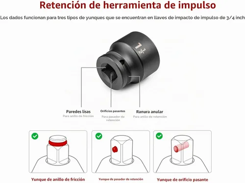 Vista 6 de TEKTON Juego de llaves de tuerca de impacto de 1/2 pulgada, 9 piezas SID92415