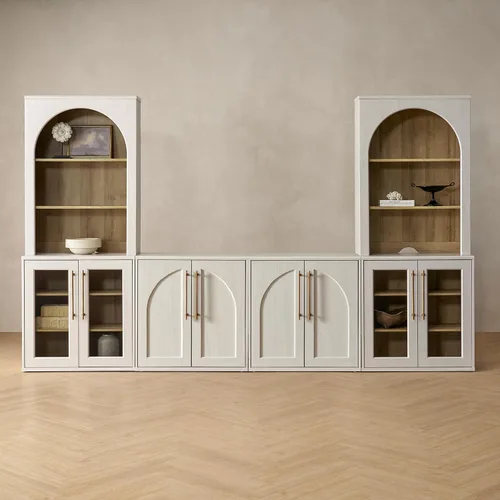 Vista 22 de mopio Blake Centro de entretenimiento de 4 piezas con almacenamiento, cómoda gabinete de almacenamiento modular de granja moderna soporte para TV