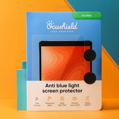 Vista 8 de Ocushield Protector de pantalla de vidrio templado antiluz azul para Apple iPad Mini 1/2/3 (7.9") - Filtro de luz azul para iPad - Anti reflejo
