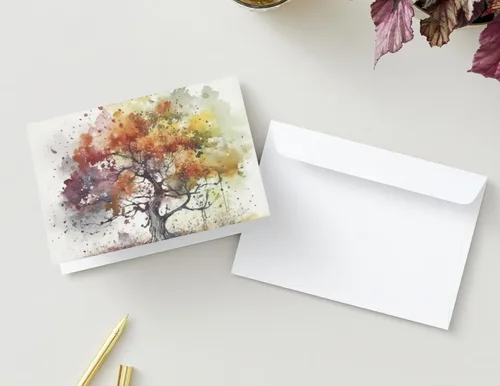 Vista 4 de 6 Watercolor All-Season Notecards Collection. Palette of Seasons: Journey Thru the Ever-Changing Beauty of Nature with Handcrafted Cards. Envelopes