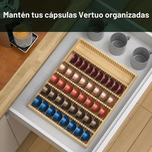 Vista 4 de Organizador de cajones de bambú para cápsulas de café Nespresso