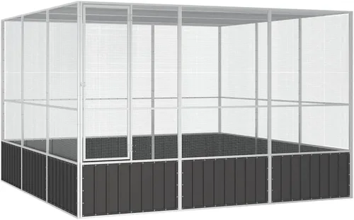 Vista 9 de vidaXL Jaula para pájaros gris 43.7"x42.1"x83.3" acero galvanizado