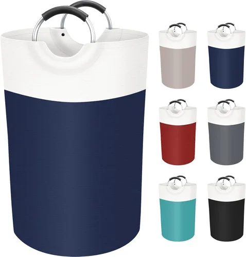 Vista 17 de BlissTotes - Canasta de lavandería de 75 litros, cesta de ropa independiente, cesta de ropa sucia plegable, tela impermeable con asas de aluminio