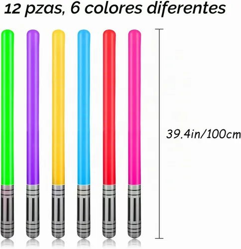 Vista 2 de 12 globos inflables de fiesta de espada de sable de luz, juego de globos de palo de espada de sable de luz para disfraces, disfraces, recuerdos