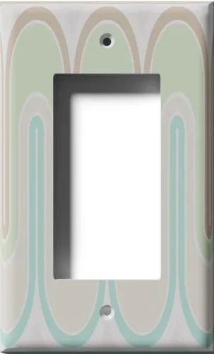 Vista 6 de Placa decorativa de salida - Verde Retro Waves - Receptáculo doble dúplex
