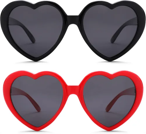 Vista 2 de Bouryo Gafas de sol polarizadas en forma de corazón para mujer, estilo retro, de gran tamaño, lindas gafas