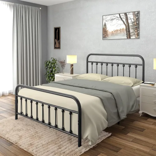 Vista 3 de AMBEE21 Golden Gate Beds Marco de Cama de Metal de Estilo Vintage con Cabecera y Pie de Cama de Hierro Forjado, Marco de Cama Plataforma Clásico