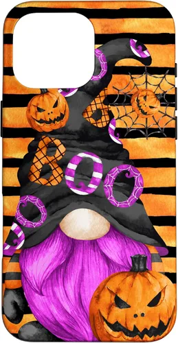 Vista 19 de iPhone 16 Halloween Gnome With Purple Beard Women Pumpkin Witchy Boo Case