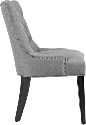 Vista 4 de Modway Regent Modern - Silla auxiliar de comedor, elegante tapizada con botones y ribete de cabeza de clavo, color gris claro
