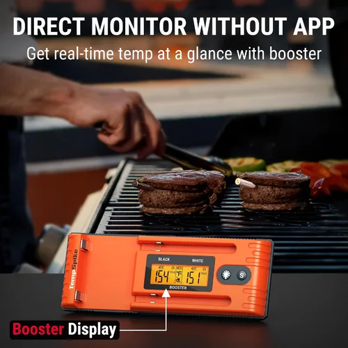 Vista 4 de [Usado] Termómetro inalámbrico Bluetooth de carne de 500 pies para asar y ahumar, termómetro de parrilla de doble sonda de carne, amplificador