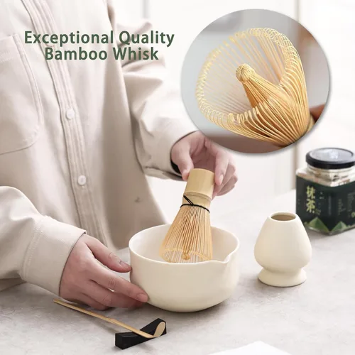 Vista 6 de Ochcahser Juego de matcha, juego de batidor Matcha incluye cuenco Matcha de 17 onzas Matcha Whisk Holder (Chasen), Bamboo Matcha Whisk and Scoop