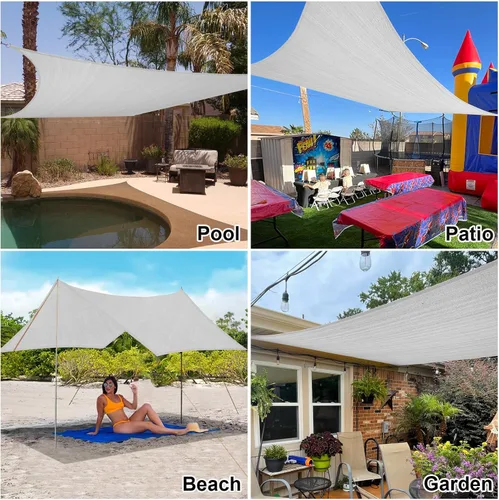 Vista 3 de Amagenix Toldo para Patio Exterior 4'X4' pies Vela de Sombra Gris Claro, Toldo Rectangular Curvado con 95% de Protección UV, Tela Transpirable