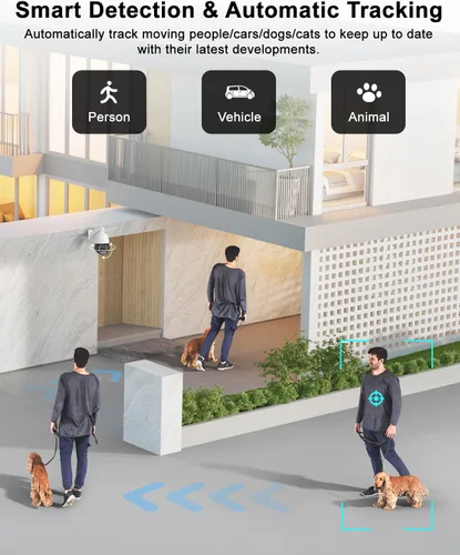 Vista 4 de Cámara de seguridad PTZ 4K para exteriores con zoom óptico de 30X, visión nocturna de 1000 pies, cámara IP inalámbrica RTSP WiFi de 8MP 360°