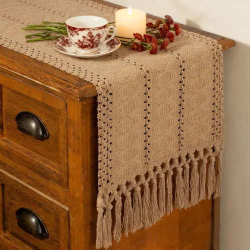 Vista 25 de FEXIA Camino de Mesa Negro con Borlas de 72 Pulgadas Macramé Boho Estilo Granja Camino de Mesa para Decoración de Dormitorio y Comedor