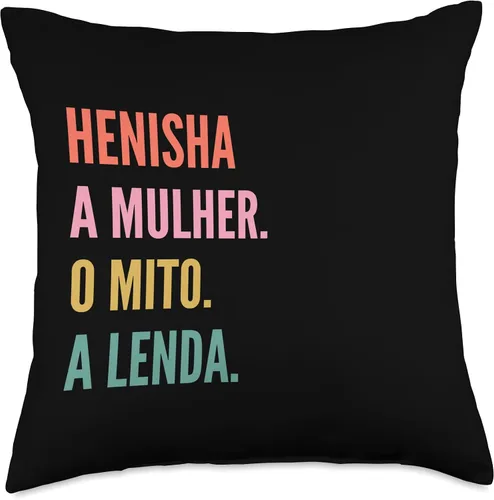 Vista 4 de Designs De Nomes Engraçados Para Mulher Divertido cojín portugués con diseño de nombre Henisha, 16 x 16 pulgadas, multicolor
