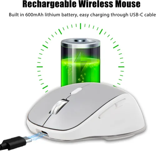 Vista 2 de SHUNJINRUN Mouse Bluetooth mouse inalámbrico recargable para computadora 3 modos BT50BT30USB ratones inalámbricos silenciosos para laptop Surface