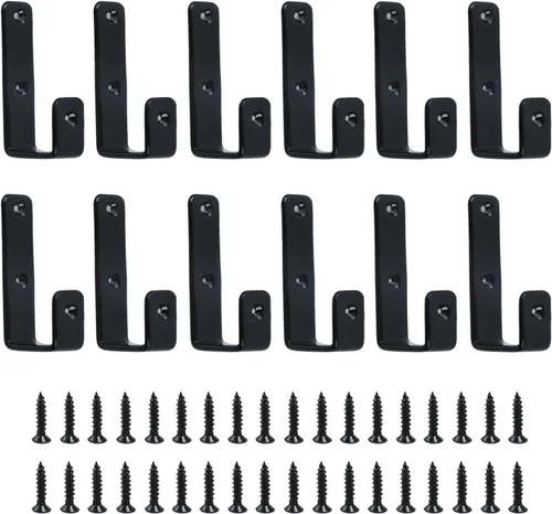 Vista 10 de Coshar 4 ganchos en J de acero inoxidable negros de 1-1/4 pulgadas, con revestimiento de PVC, soportes de metal para almacenamiento de garaje