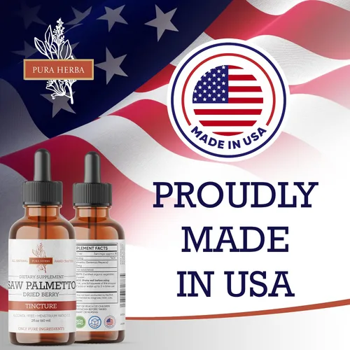 Vista 4 de Pura Herba Saw Palmetto Tintura Extracto de hierbas premium sin alcohol de bayas de palma enana americana Suplemento botánico líquido Fórmula