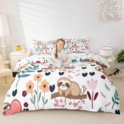 Vista 34 de Feelyou Funda de edredón de elefante de dibujos animados para niños, tamaño individual, juego de ropa de cama de cocodrilo para niños y niñas, funda