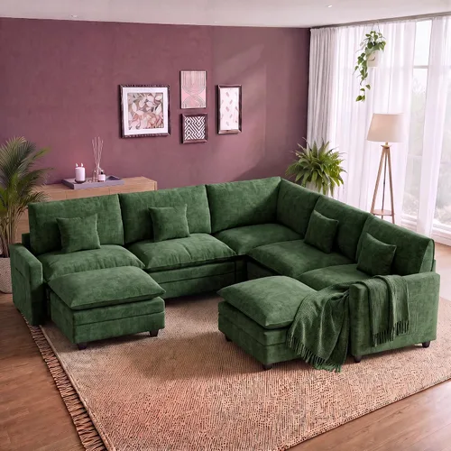 Vista 23 de Cloud Couch Sectional, L Shaped Modular Sofa with Movable Ottoman Negro