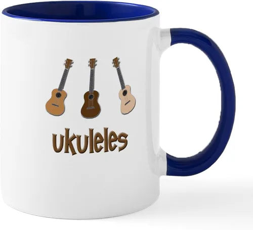Vista 46 de CafePress Peace Love - Taza de café de cerámica para ukelele (11 oz (11.0 fl oz)
