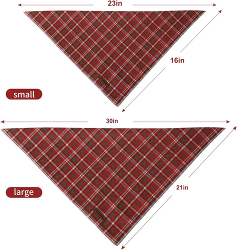 Vista 3 de MR. CHUBBYFACE - Bandana de Navidad para perro, bufanda lavable a cuadros de Navidad para cachorros, bandana ajustable para mascotas para perros