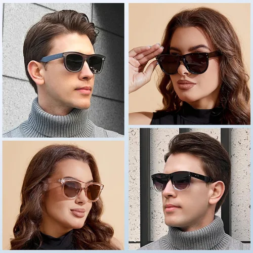 Vista 2 de Colrea Gafas de sol polarizadas de moda para mujer, montura cóncava cuadrada, protección UV400