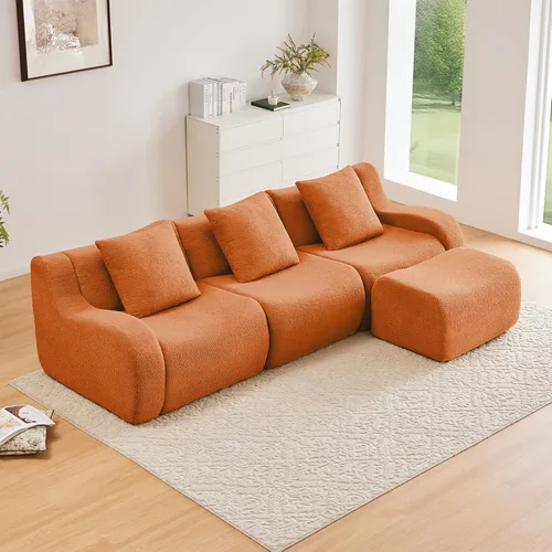 Vista 38 de Sofás de peluche sin hueso para sala de estar, juego de sofá modular negro con asiento profundo, sofá de gran tamaño, sofás para sala, cómodos sofás