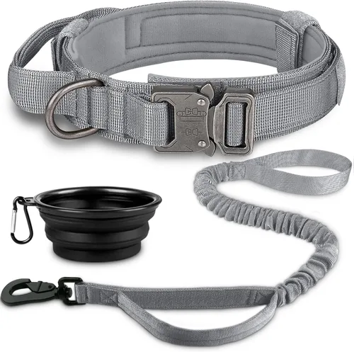 Vista 12 de COOYOO Juego de 3 collares tácticos para perros, collar ajustable de nailon para entrenamiento militar con mango de control y hebilla de metal
