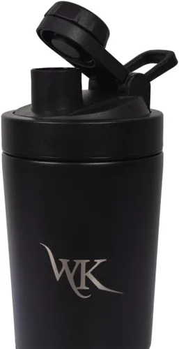 Vista 5 de WAZI Klean - Botella agitadora aislada de acero inoxidable de 20 onzas / 20.3 fl oz con compartimento de almacenamiento, tapa de mezcla silenciosa a