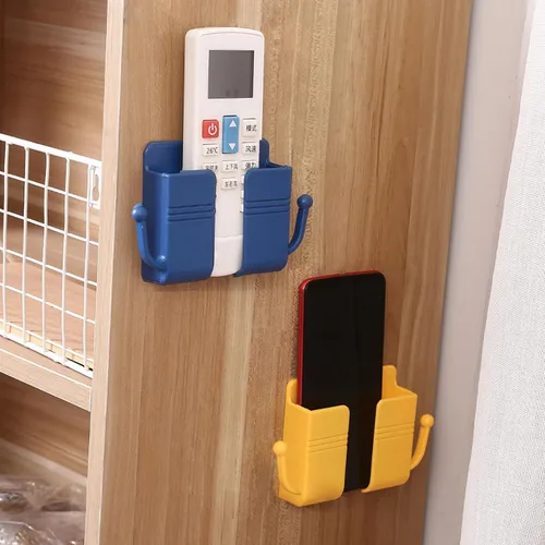 Vista 6 de 4 soportes de pared para teléfono, soporte de carga adhesivo para teléfono y soporte de control remoto, bolsillo multiusos para enchufe, caja