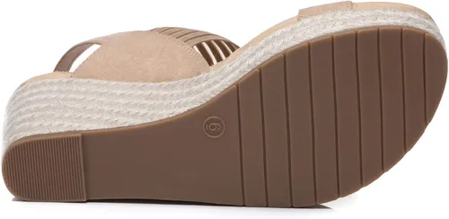 Vista 4 de Athlefit Sandalias de cuña para mujer con correa de tobillo y punta abierta, sandalias de plataforma