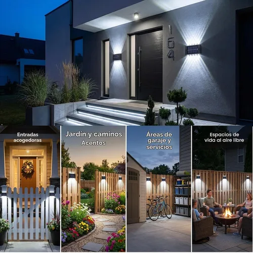 Vista 8 de 10 luces LED solares para exteriores, impermeables, paquete de 2 apliques nórdicos modernos iluminan la lámpara con sensor de luz solar exterior