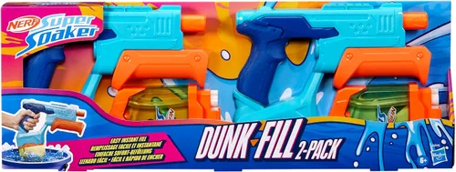 Vista 2 de Nerf Super Soaker Dunk-Fill - Paquete de 2, 2 pistolas de agua, tanques de llenado instantáneo fácil, simplemente sumerge y listo, tanques de 10.1