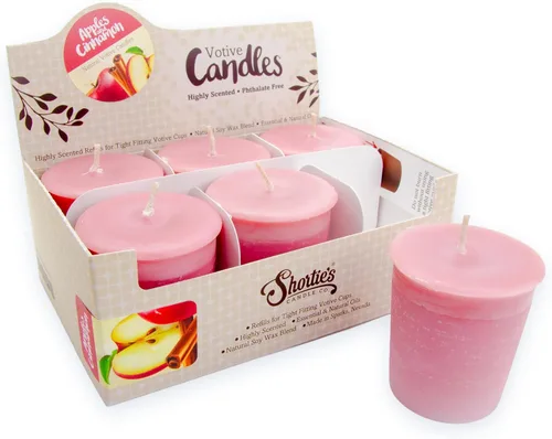 Vista 11 de Apple Harvest - Velas votivas de soja, perfumadas con aceites de fragancia naturales, 6 repuestos de velas votivas naturales beige, colección