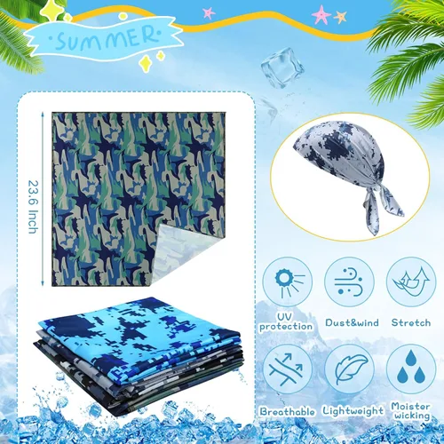 Vista 2 de 4 bandanas refrescantes para hombres y mujeres, bandanas que absorben la humedad, bufandas, protección solar que se enfría al instante cuando está