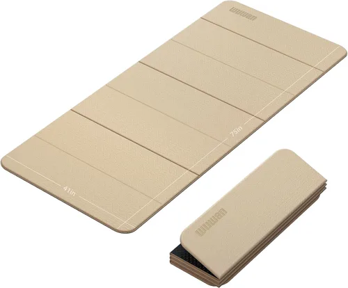 Vista 7 de Tapete de yoga plegable de 0.39 pulgadas de grosor, extra grande, material TPE, antideslizante, fácil de llevar, adecuado para entrenamiento