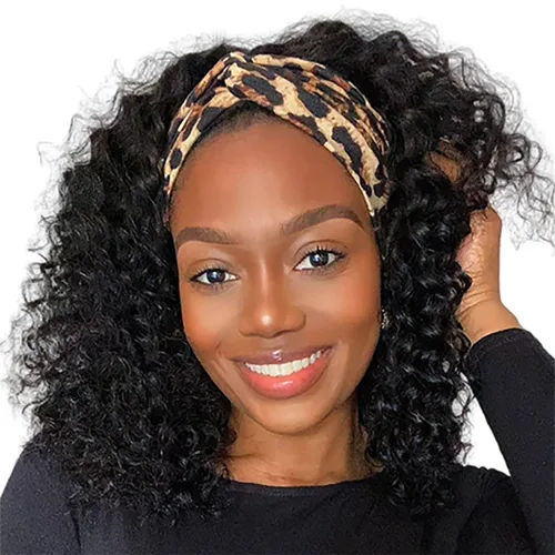 Vista 52 de XSY: Peluca de diadema de cabello humano de onda profunda sin pegamento, sin encaje frontal, peluca de diadema rizada, lista para usar y llevar