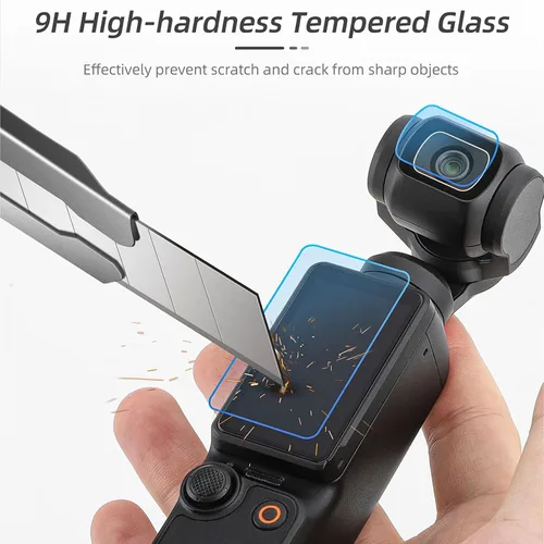 Vista 3 de Juego de 2 protectores de lente LCD, compatible con DJI Osmo Pocket 3 Accesorios Película de protección de vidrio templado dureza 9H sensible al