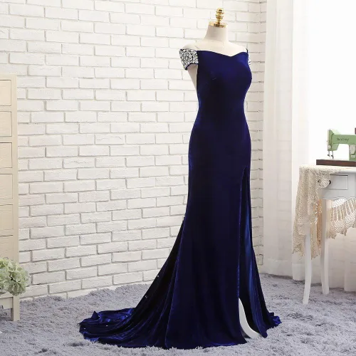 Vista 3 de DINGZAN Vestidos de noche formales de sirena con espalda abierta